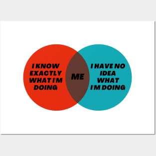 Funny Venn Diagram of Me I know exactly what I’m doing - I have no idea what I’m doing Posters and Art